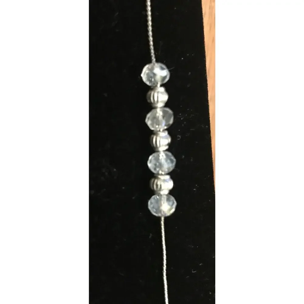 5 Clear Bead Silvertone Hardware Delicate Chain 7